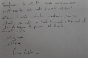 La lettera firmata da Zaffina, Reale e Caviliere