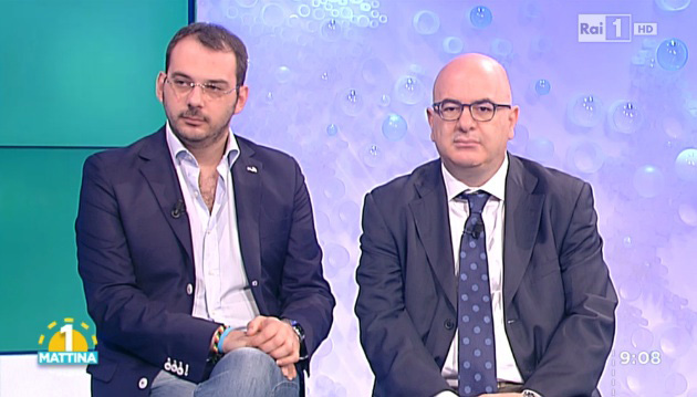 I giornalisti Paolo Borrometi (a sinistra) e Carlo Parisi a Uno Mattina