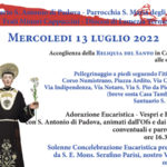 Antonio 20-22, mercoledì 13 luglio la reliquia di S. Antonio di Padova a Lamezia